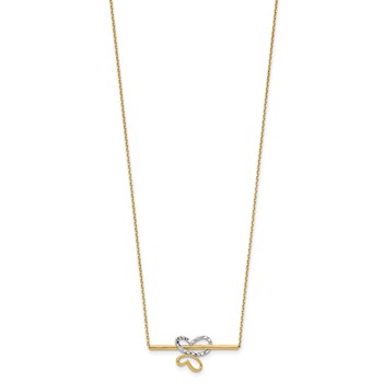 Leslie's 10K Rhodium-plated Polished D/C Butterfly Bar Necklace — alternate view