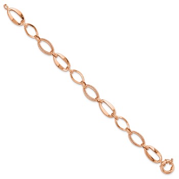 Leslie's 10k Rose Gold Polished and Textured Link Bracelet — alternate view