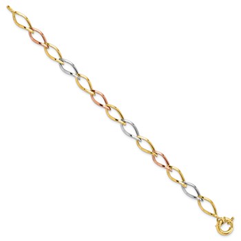 Leslie's 10k Tri-color Polished Link Bracelet — alternate view