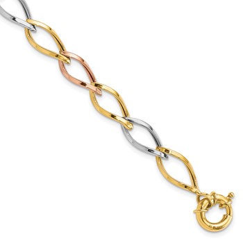 Leslie's 10k Tri-color Polished Link Bracelet