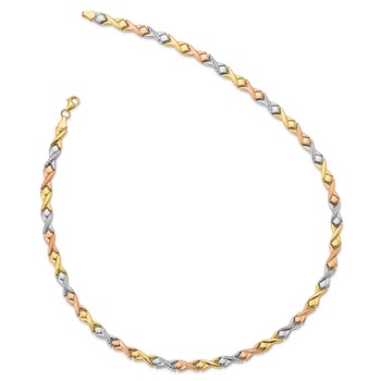 Leslie's 10k Tri-color Polished and Brushed D/C Necklace — alternate view