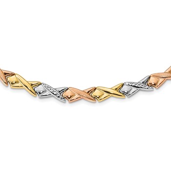 Leslie's 10k Tri-color Polished and Brushed D/C Necklace