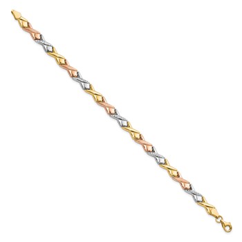Leslie's 10k Tri-color Polished / Brushed and Diamond-cut  Bracelet — alternate view