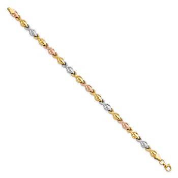 Leslie's 10k Tri-color Polished and Brushed Link Bracelet — alternate view