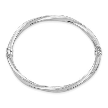Leslie's 10k White Gold Polished and Brushed Hinged Bangle — alternate view