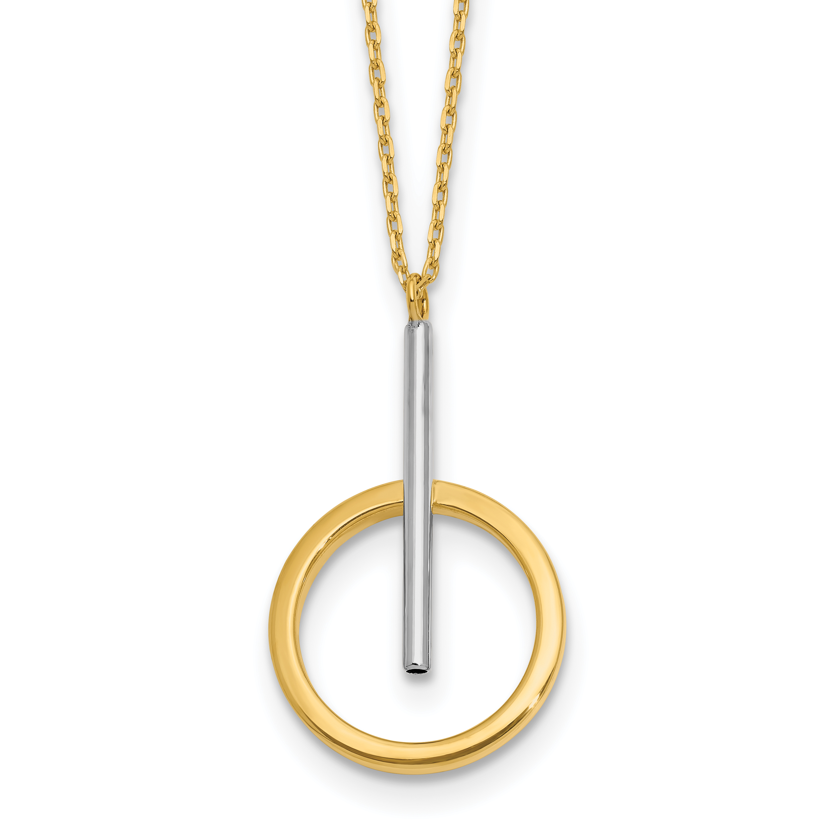 Leslie's 10K w/White Rhodium Polished Bar w/Circle Pendant