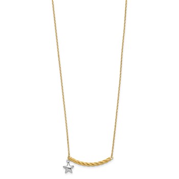Leslie's 10K Two-tone Polished Bar with Star Necklace — alternate view