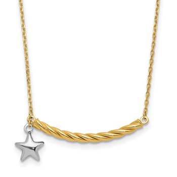 Leslie's 10K Two-tone Polished Bar with Star Necklace