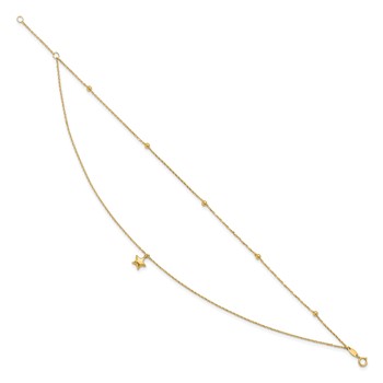 Leslie's 10K 2-Strand Star Dangle 9 inch Plus 2 inch Extender - Total 11 inch Anklet — alternate view