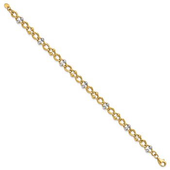 Leslie's 10K Two-tone Polished Fancy Link with Beads Bracelet — alternate view