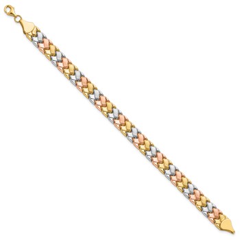 Leslie's 10K Two-tone w/Wht Rhodium Polished/Satin Fancy Link Bracelet — alternate view