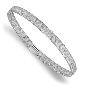 Leslie's 10K w/White RH-plating Fancy Stretch Bangle Bracelet