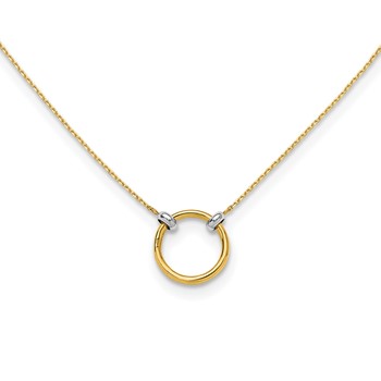 Leslie's 10K with Rhodium Polished Circle Necklace