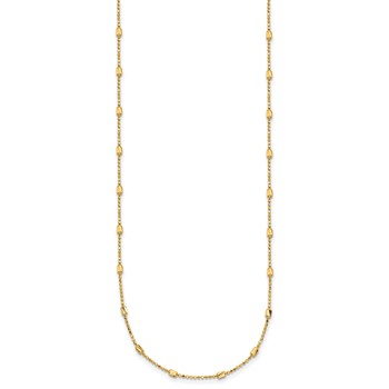 Leslie's 10K Polished and Dia-cut Fancy Beaded w/1in ext. Necklace — alternate view