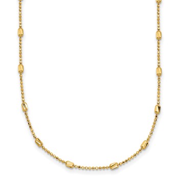 Leslie's 10K Polished and Dia-cut Fancy Beaded w/1in ext. Necklace