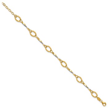 Leslie's 10K w/White Rhodium Polished 6.5in w/1in ext. Fancy Link Bracelet — alternate view