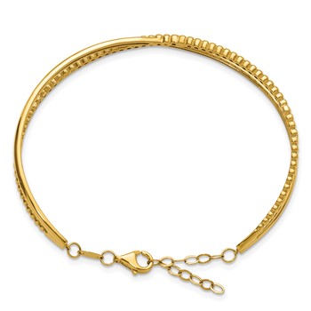 Leslie's 10K Polished and Beaded w/ 1in Safety Chain Cuff Bracelet — alternate view