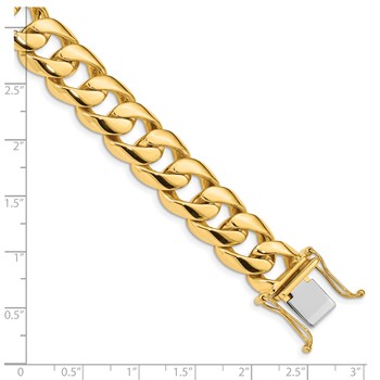 10k 13.4mm Hand-polished Rounded Curb Link Bracelet — alternate view