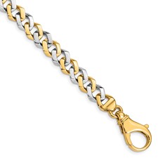 Image of 10k Two-tone 8mm Hand-polished Fancy Link Bracelet