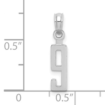 10K White Gold Number 9 Block Charm — alternate view