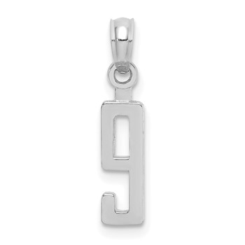 10K White Gold Number 9 Block Charm
