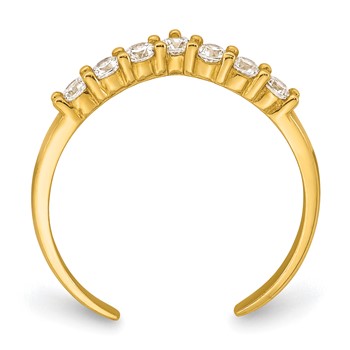 10k Polished White CZ Open Back Toe Ring — alternate view