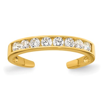 10k Polished Channel-set White CZ Toe Ring