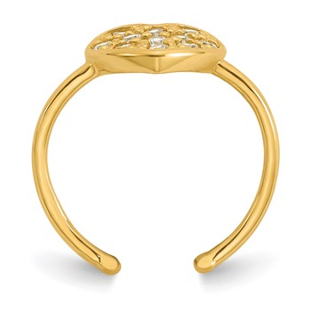 10k Polished Pave CZ Heart Toe Ring — alternate view