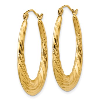 10k Polished Twisted Oval Hollow Hoop Earrings — alternate view