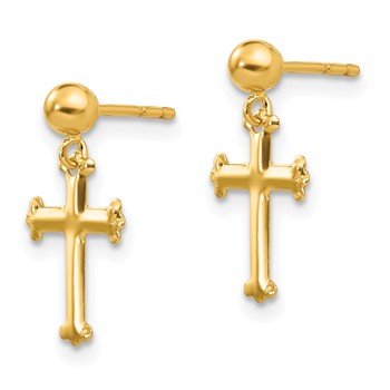 10K Cross Dangle Post Earrings — alternate view
