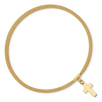 10k Mesh Cross Dangle Stretch Bracelet — alternate view