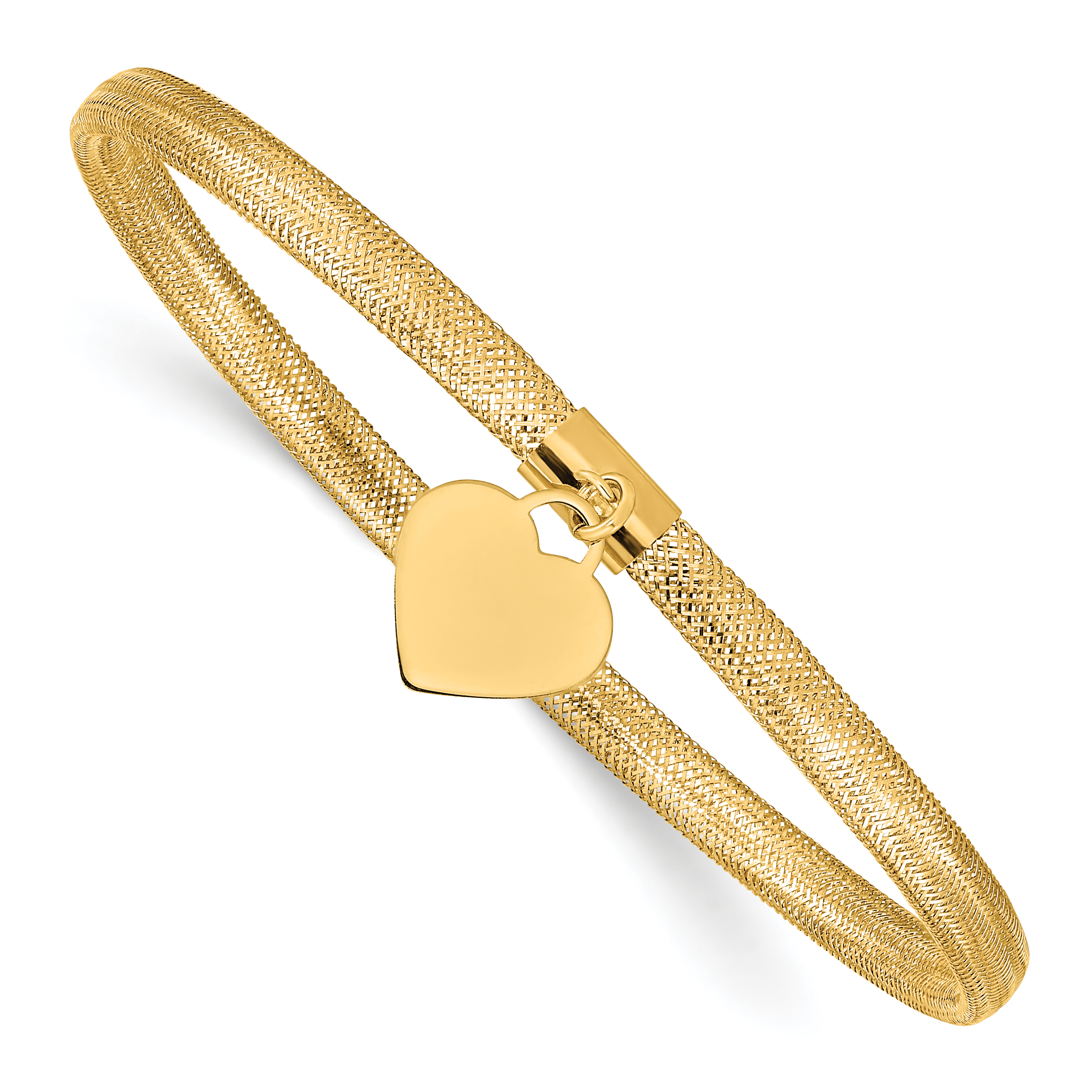 10k Heart Dangle Stretch Mesh Bracelet