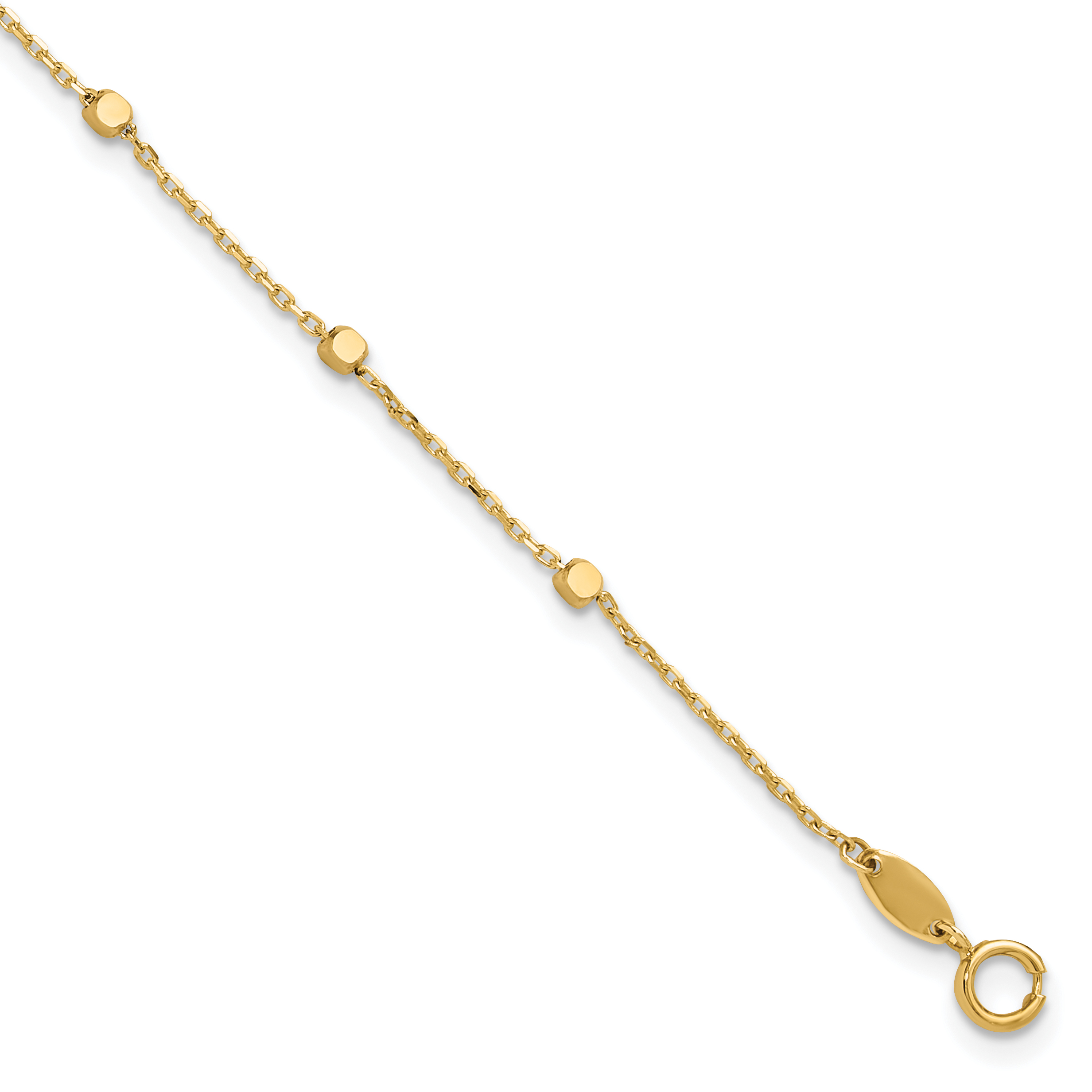 10K Polished 1.2mm Cube 9-Station 7.75 inch Bracelet