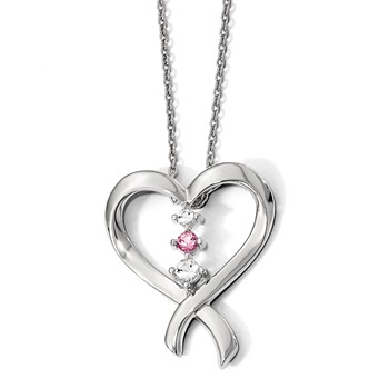 10k White Gold Clear & Pink Topaz Tara w/2in ext Necklace