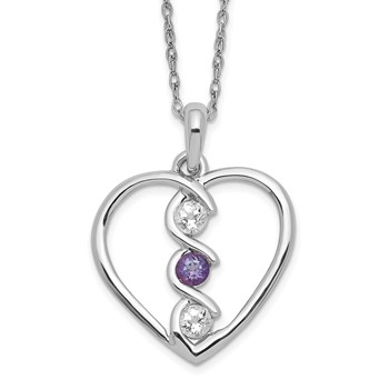 10kw Clear & Purple Topaz Heart of Inspiration w/2in ext Necklace