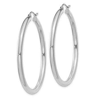 10K White Gold Polished 3mm Tube Hoop Earrings — alternate view