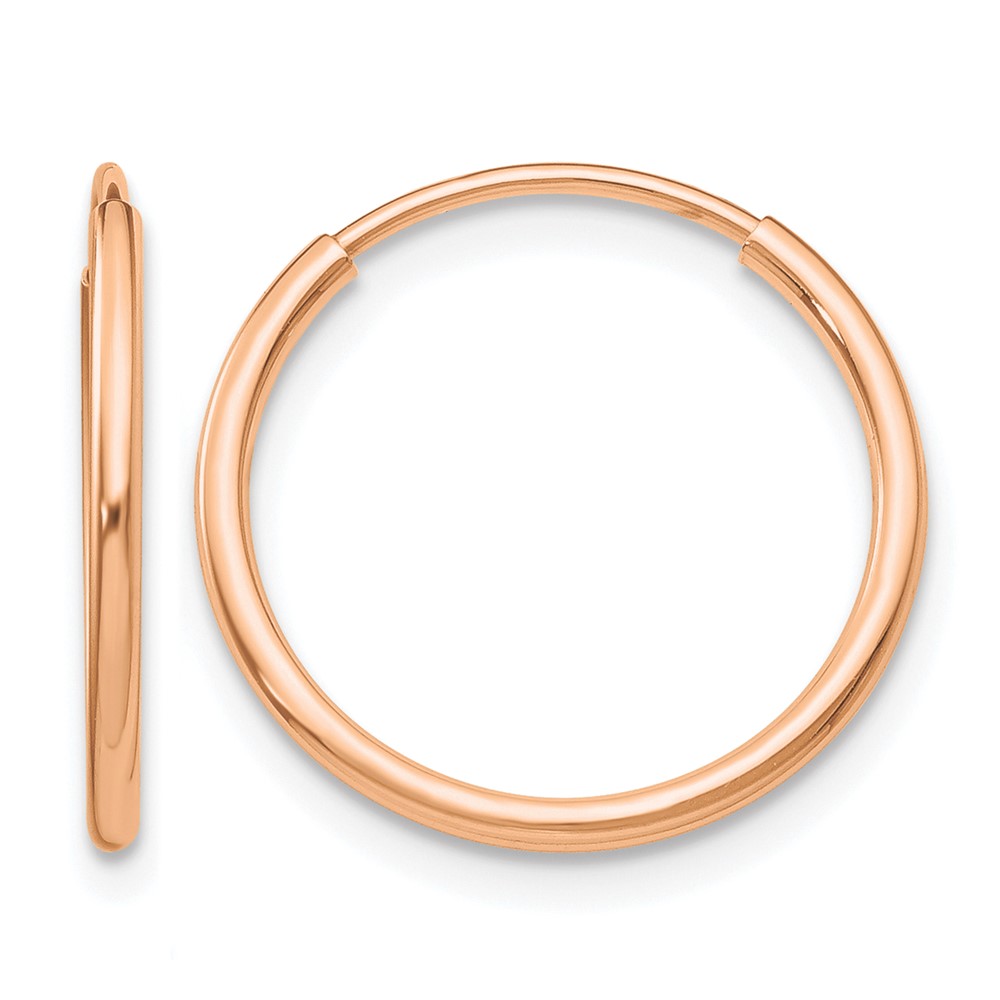 10k Rose Gold Polished Endless Tube Hoop Earrings