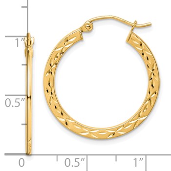 10K Diamond Cut Hollow Hoop Earrings — alternate view