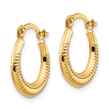 10K Scalloped Textured Hollow Hoop Earrings — alternate view