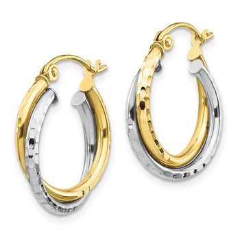 10K Two-tone Textured Twist Hoop Earrings — alternate view