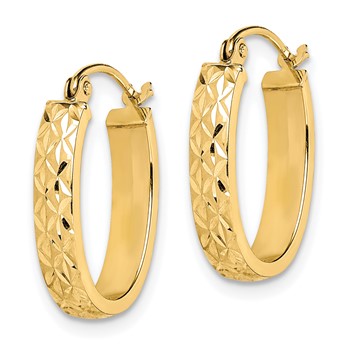 10K Diamond Cut Oval Hoop Earrings — alternate view