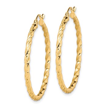 10K Twisted Diamond Cut 35mm Hoop Earrings — alternate view