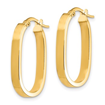10K 3x2mm Oval Hoop Earrings — alternate view