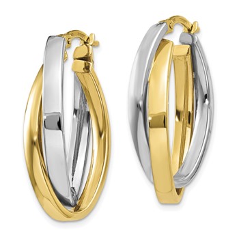 10k Two-tone Oval Hoop Earrings — alternate view