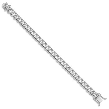 10k White Gold 9.6mm Hand-polished Rounded Curb Link Bracelet — alternate view