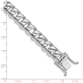10k White Gold 9.6mm Hand-polished Rounded Curb Link Bracelet — alternate view