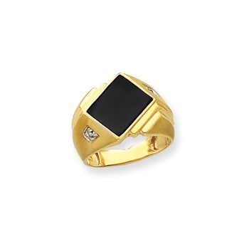 10k Men's Diamond and Black Onyx Ring
