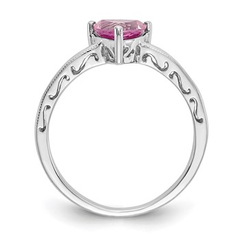 10k White Gold Created Pink Sapphire Ring — alternate view