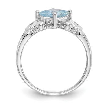 10k White Gold Aquamarine & Diamond Ring — alternate view