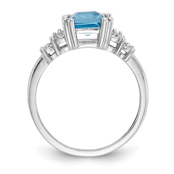 10k White Gold Diamond and Blue Topaz Ring — alternate view